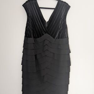 Adrianna Papell Evening Black Tiered Cocktail Dress | Size 18W